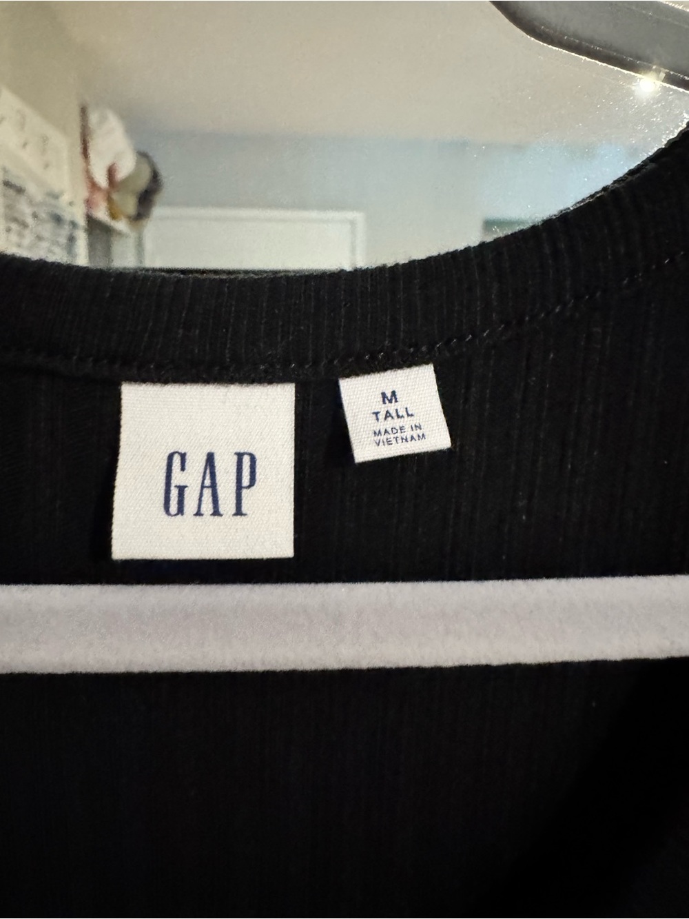 GAP Black Ribbed Long Sleeve Midi Dress